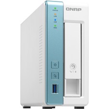 QNAP High-performance Quad-core NAS for Reliable Home and Personal Cloud Storage - Annapurna Labs Alpine AL-214 Quad-core (4 Core) 1.70 GHz - 1 x HDD Supported - 0 x HDD Installed - 1 x SSD Supported - 0 x SSD Installed - 1 GB RAM DDR3 SDRAM - Serial ATA/600 Controller - 1 x Total Bays - 1 x 2.5"/3.5" Bay - Gigabit Ethernet - 3 USB Port(s) - Network (RJ-45) - iSCSI, TCP/IP, IPv4, IPv6, DHCP, NAT, HTTP, HTTPS, TLS, WEBDAV, SSH, ... - 512 MB Flash Memory Capacity - Tower