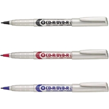 Pentel NMS51 CD/DVD Marker - Fine Marker Point - Bullet Marker Point Style - Black - Gray Barrel - 12 / Pack