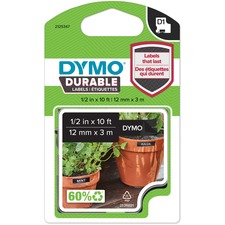 Dymo Durable D1 1/2" Labels - 1/2" - Rectangle - Black - 1 Each
