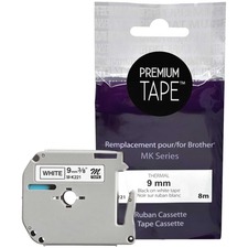 Premium Tape Label Tape - Alternative for Brother MK-221 - 3/8" x 26' (9 mm x 8 m) - Black on White - 1 Pack