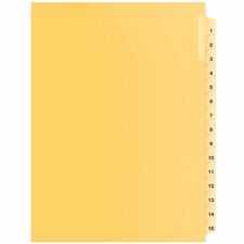 Quest Index Divider - 1/25 - Digit - 1 to 15 - Letter - 8.50" (215.90 mm) Width x 11" (279.40 mm) Length - Buff Divider - 1 Set