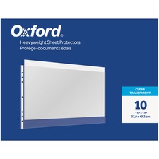 Oxford Sheet Protector - 0" Thickness - For Ledger 11" x 17" Sheet - 3 x Holes - Ring Binder - Clear - 10 / Box