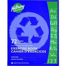 Hilroy Recycled Stitchbook, 72 pages, Dotted Interline with Margin Ruling - 72 Pages - Stitched - Interlined, Dotted Front Ruling - 9.12" (231.65 mm) Height x 7.12" (180.85 mm) Width x 0.12" (3.05 mm) Depth - White Paper - Assorted Cover - Lightweight - R