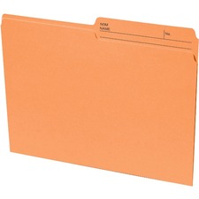 Continental 1/2 Tab Cut Letter Recycled Top Tab File Folder - 8 1/2" x 11" - Orange - 100% Recycled - 100 / Box