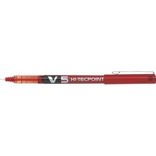 Pilot Hi-Tecpoint V5 Rollerball Pen - 0.5 mm Pen Point Size - Red Liquid Ink - Tungsten Carbide Tip - 2 / Pack