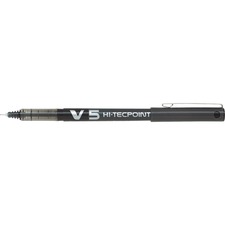 Pilot Hi-Tecpoint V5 Rollerball Pen - Fine Pen Point - 0.5 mm Pen Point Size - Black Liquid Ink - Stainless Steel Barrel - Tungsten Carbide Tip - 2 / Pack