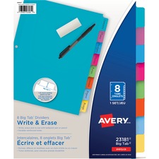 AveryÂ® Write & Erase Dividers 8 Tab Letter Assorted Brights Colours - 8 Tab(s) - 8 Tab(s)/Set - Letter - 8.50" (215.90 mm) Width x 11" (279.40 mm) Length - 3 Hole Punched - Bright Assorted Tab(s) - 1 Set