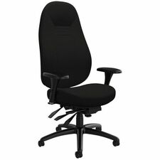 Global® Obusforme Comfort High Back Multi-Tilter- Small Seat - Wood Veneer, Elastomer Back - High Back - 5-star Base - Black - Fabric - Armrest