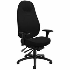 Global® ObusForme Comfort High Back Multi-Tilter (1240-3) - Black Fabric Seat - Black Wood Veneer Back - High Back - 5-star Base - Armrest