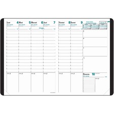 Quo Vadis PrÃ©note Freeport Weekly Diary 11-3/4" x 8-1/4" French Black - Weekly - 8:00 AM to 9:00 PM - Half-hourly - 1 Week Double Page Layout - Sewn - Black - Flexible Cover, Detachable Address Book