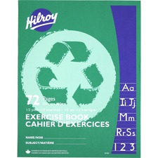 Hilroy Recycled Stitchbook, 72 pages, 1/2 Plain, 1/2 Interlined Ruling - 72 Pages - Plain, Interlined - 9.13" (231.78 mm) x 7.13" (180.98 mm) x 0.13" (3.18 mm) - White Paper - Lightweight - Recycled