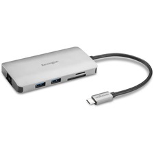Kensington UH1400P USB-C 8-in-1 Driverless Mobile Hub - for Notebook/Tablet/Smartphone/Monitor - Memory Card Reader - SD, microSD - 85 W - USB Type C - 1 Displays Supported - 4K - 3840 x 2160 - 4 x USB Ports - 3 x USB Type-A Ports - USB Type-A - 1 x USB Type-C Ports - USB Type-C - 1 x HDMI Ports - HDMI - Wired - Windows, macOS, ChromeOS, iOS, Android - Portable