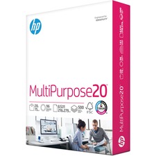 HP Papers Multipurpose20 Copy Paper - 96 Brightness - Letter - 8 1/2" x 11" - 20 lb Basis Weight - Smooth - 500 / Ream - Quick Drying, Smear Resistant - White