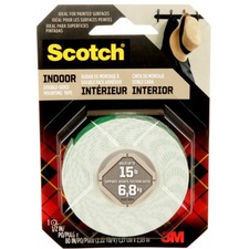 Scotch Mounting Tape - 6.3 ft (1.9 m) Length x 0.50" (12.7 mm) Width - 1 / Each - White
