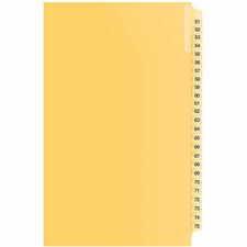 Davis Index Divider - 1/25 - Digit - 51 to 75 - 14" Divider Width x 8.50" Divider Length - Buff Divider - 1 Each