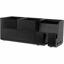 Bostitch Desktop Organizer - Desktop - Stackable, Storage Tray, Cable Management, Non-slip Feet, Rubber Feet - Black - 4 / Set