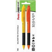 Pentel R.S.V.P. Ballpoint Pen - 1 mm Pen Point Size - Retractable - Black - 2 / Pack