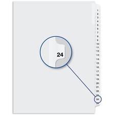 Davis Index Divider - Printed Tab(s) - 1/25 - Digit - 24 - 8.50" Divider Width x 11" Divider Length - White Divider - 25 / Pack