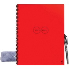 Rocketbook Core Notebook - 32 Pages - Spiral - Letter - 8 1/2" (215.90 mm) x 11" (279.40 mm) Sheet Size - Red Cover - Reusable, Erasable, Eco-friendly