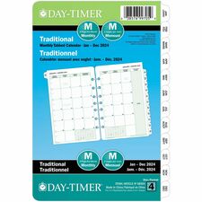 Day-TimerÂ® Refill Monthly Desk Size 2PPM Bilingual - Monthly - 1 Day Double Page Layout - 7 x Holes - 8.5" Height x 5.5" Width - Reference Month, To-do List, Record Sheet