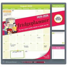 Blueline Fridgeplanner Maxi Magnet Calendar, 14" x 13-1/2" , English - Monthly - 16 Month - September 2025 to December 2026 - 1 Month Single Page Layout - 13 1/2" (342.90 mm) x 14" (355.60 mm) Sheet Size - Wall Mount - Blue/White - Magnetic, Monthly Calendar, To-do List, Dated Planning Page, Ruled Daily Block, Rounded Corner, Reinforced, Compact, Repositionable, Pen Holder, Pen Loop - 1 Each