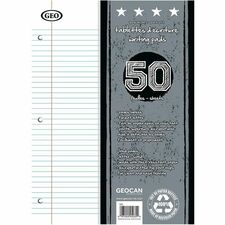 GEO Writing Pads, Pack of 2 - 50 Sheets - 3 Hole(s) - Letter - 8 1/2" x 11" - Micro Perforated, Easy Tear - Recycled - 2 / Pack