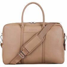 bugatti Pure Carrying Case (Briefcase) for 15.6" Notebook - Taupe - Vegan Leather Body - Shoulder Strap, Handle - 17" (431.80 mm) Height x 12" (304.80 mm) Width x 3" (76.20 mm) Depth - 1 Each