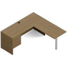 Offices To Go Newland "L" Shaped Desk - 66"W X 66"D - Absolute Acajou Table Top - Leveling Glide, Modular - For Office, Meeting, Training, Workstation