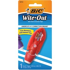 BIC Wite-Out Brand Mini Twist Correction Tape, White, Tear-resistant and Film-Based Tape, 1-Count - 0.20" (5.08 mm) Width x 25.9 ft Length - White Tape - Mini Translucent Dispenser - Tear Resistant, Film-based, Self-winding, Compact - 1 Each - White