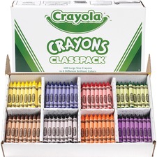 Crayola Classpack Crayons - 4" (101.60 mm) Length - 0.44" (11.11 mm) Diameter - Red, Blue, Yellow, Orange, Green, Purple, Brown, Black, Violet - 400 / Box