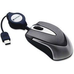 USB-C Mini Optical Travel Mouse, Black, Scroll Wheel