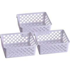 Officemate Achieva&reg; Medium Supply Basket, 3/PK - 2.4" Height x 6.1" Width x 5" Depth - Compact, Stackable, Storage Space - White - Plastic - 3 / Pack