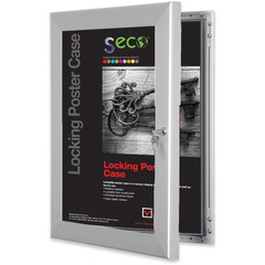 Seco Locking Poster Case - 8.50" x 11" Frame Size - Rectangle - Portrait, Landscape - Anodized - Weather Proof, Shatter Proof, Lockable, Rust Proof, Water Proof - 1 Each - Aluminum, Plastic, Polycarbonate - Silver