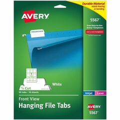 Self-Adhesive Hanging File Tabs With Printable Inserts - 25 Per Pack (Set Of 2 Packs)