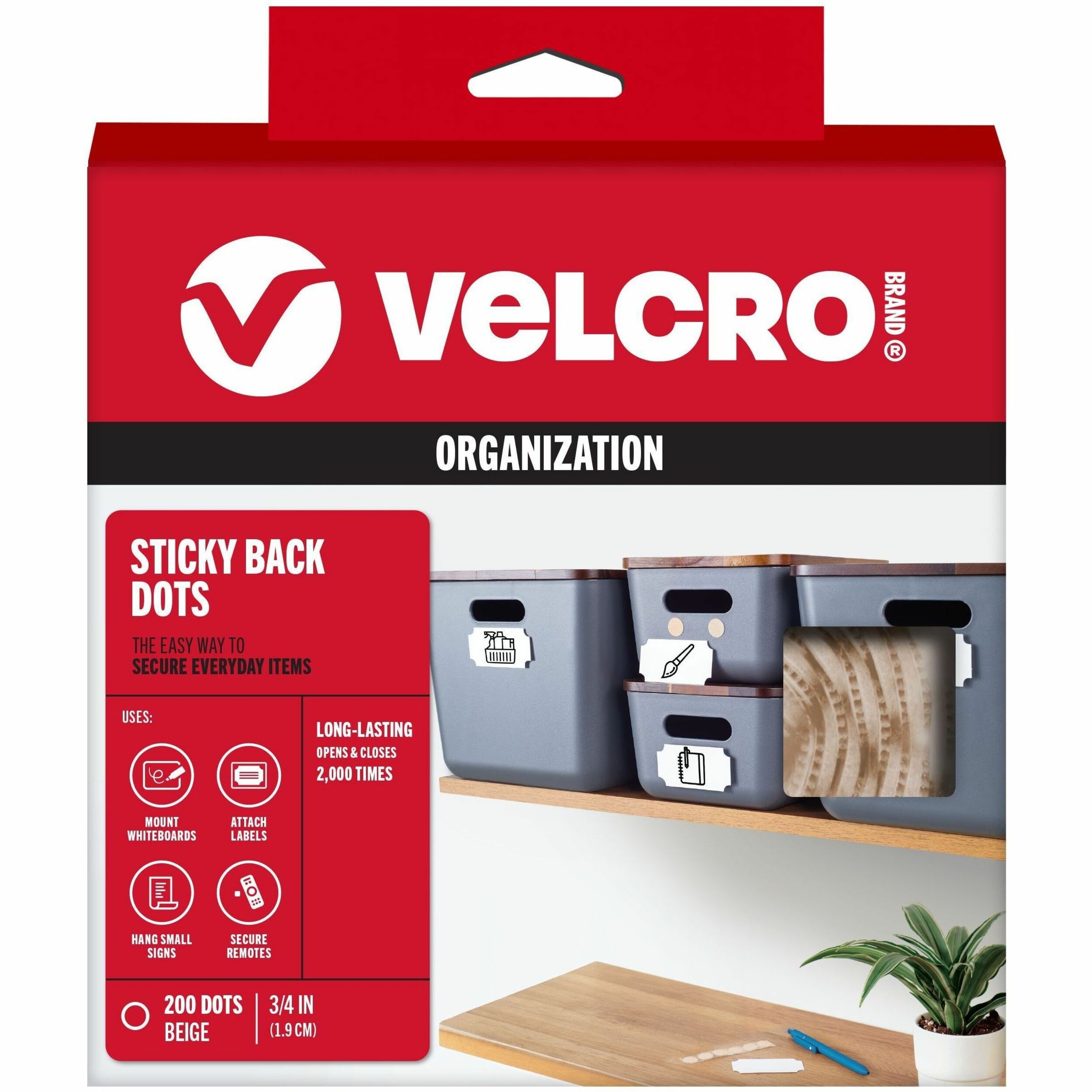 VELCRO&reg; Sticky Back 3/4in Circles Beige 200 ct