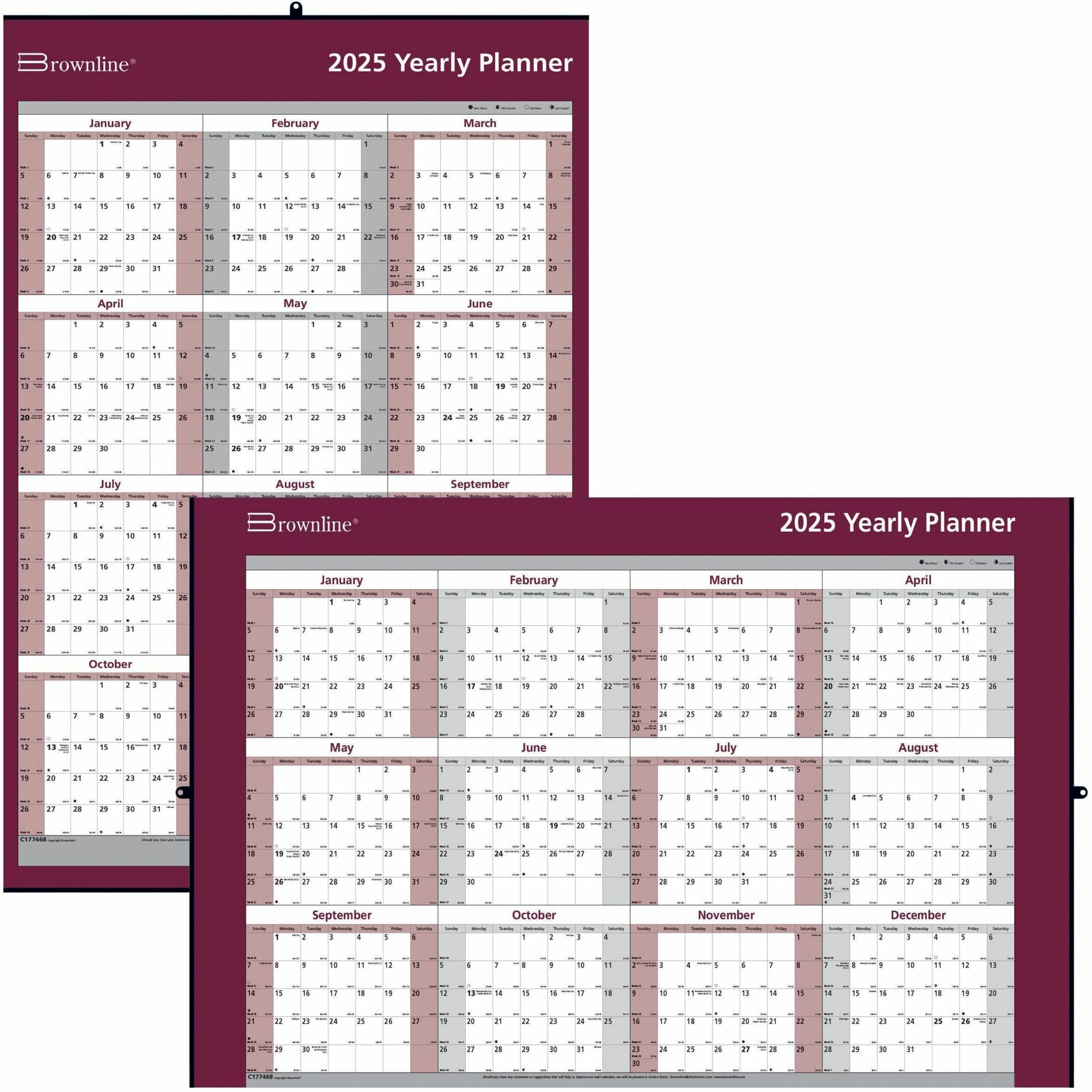 Blueline Brownline Laminated Yearly Wall Calendar Julian Dates