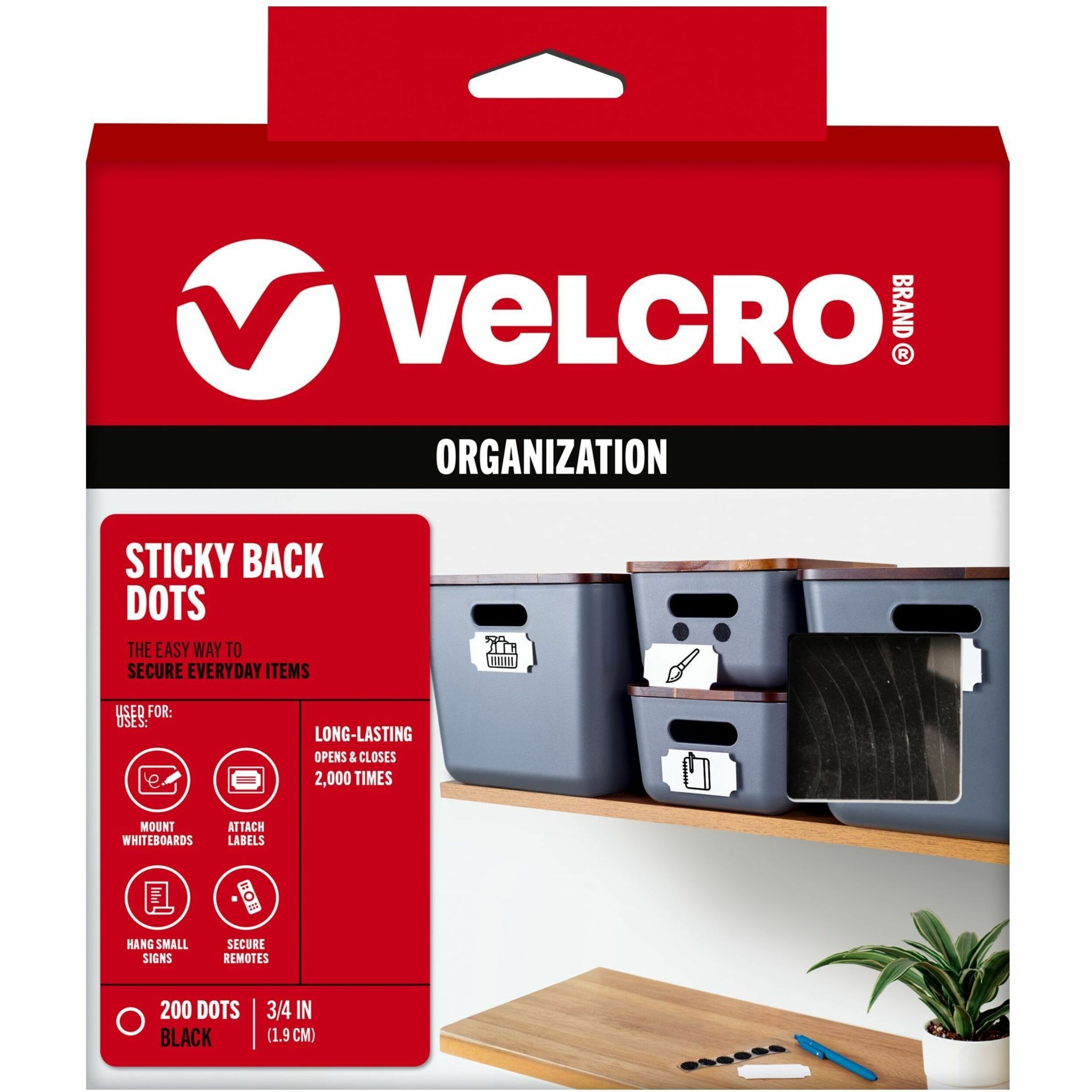 VELCRO&reg; Sticky Back 3/4in Circles Black 200 ct