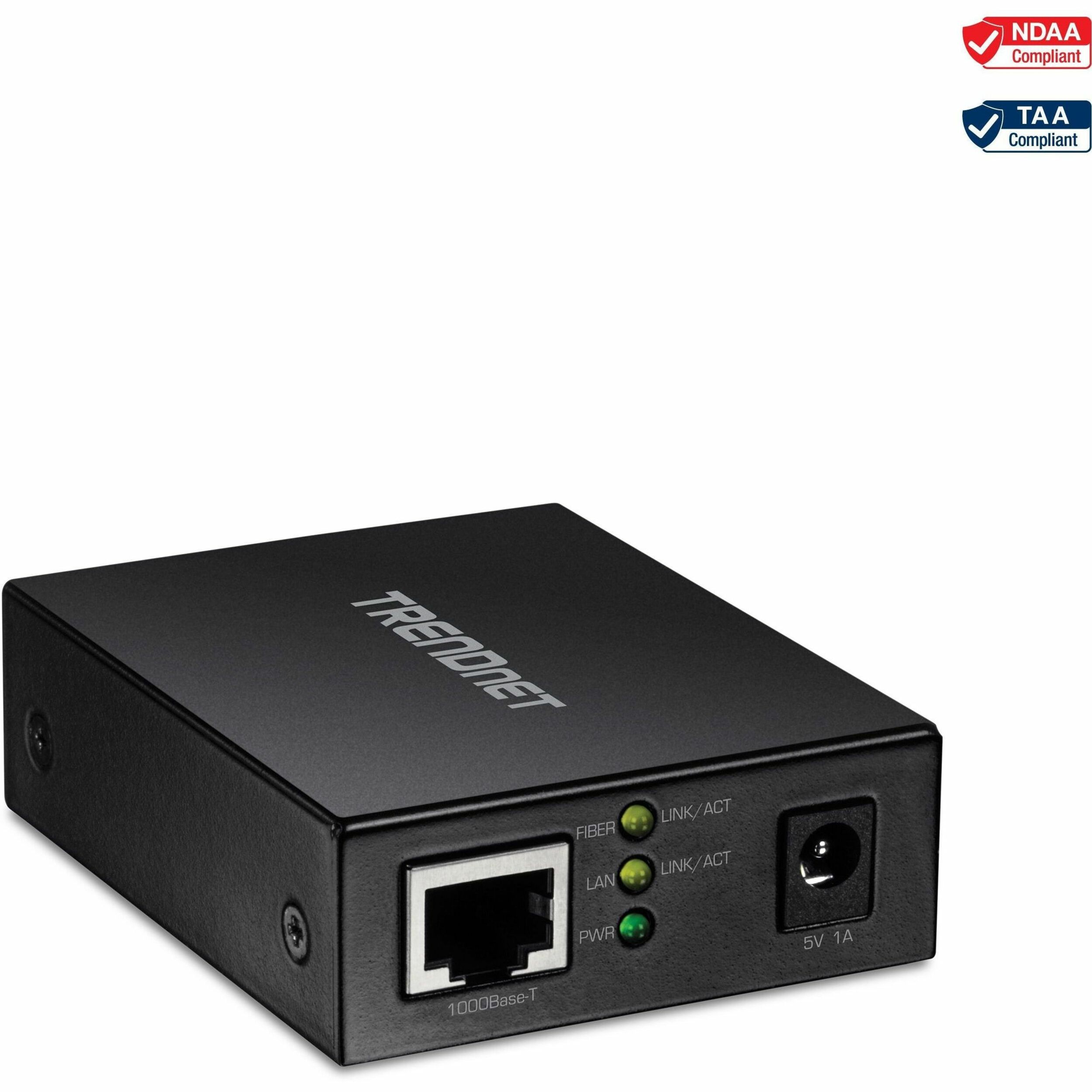 TRENDnet 1000BASE-T to SFP Fiber Media Converter; Gigabit Ethernet