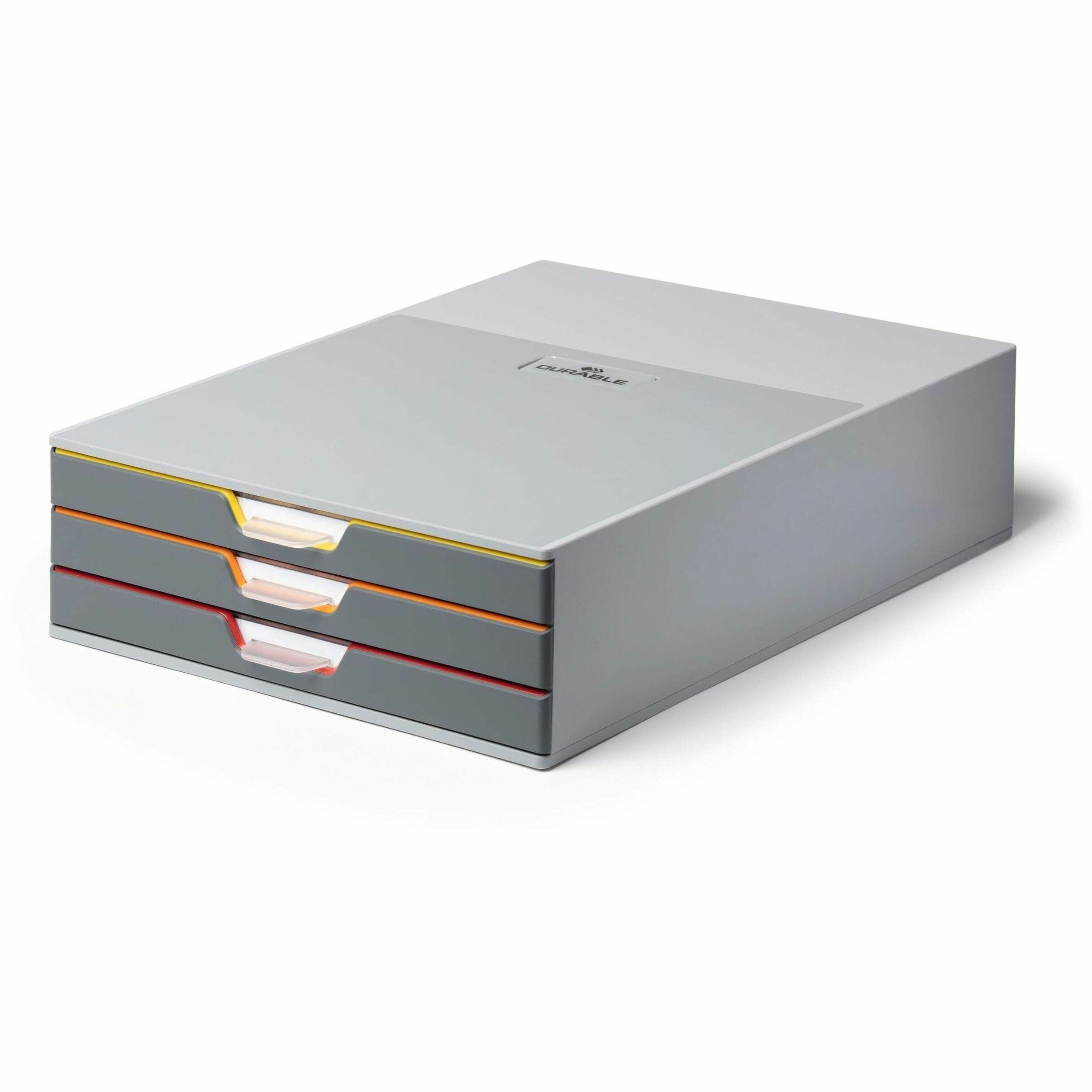 DURABLE VARICOLOR 3 Drawer Desktop Storage Box, Gray/Multicolor