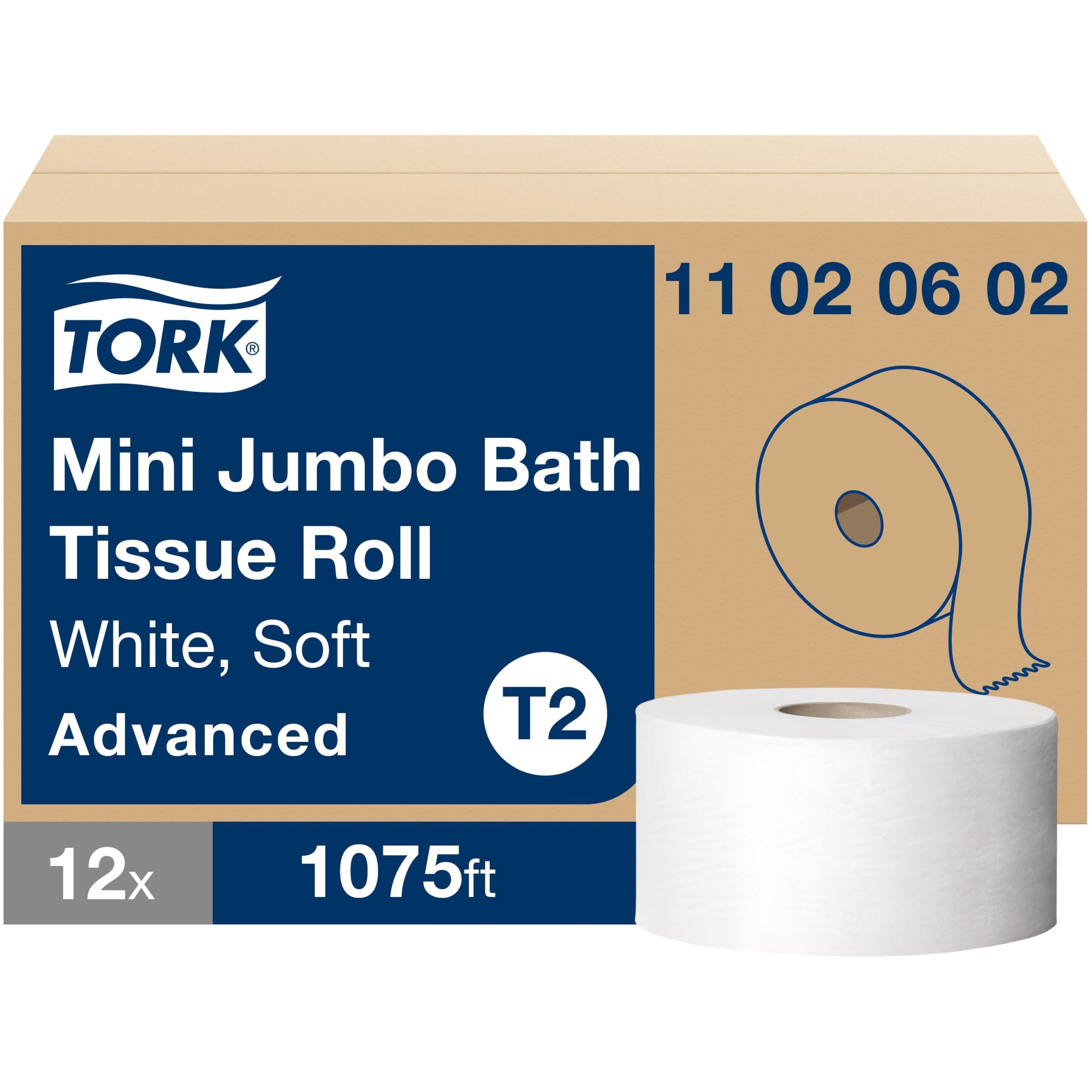 TORK Soft Mini Jumbo Toilet Paper Roll White T2