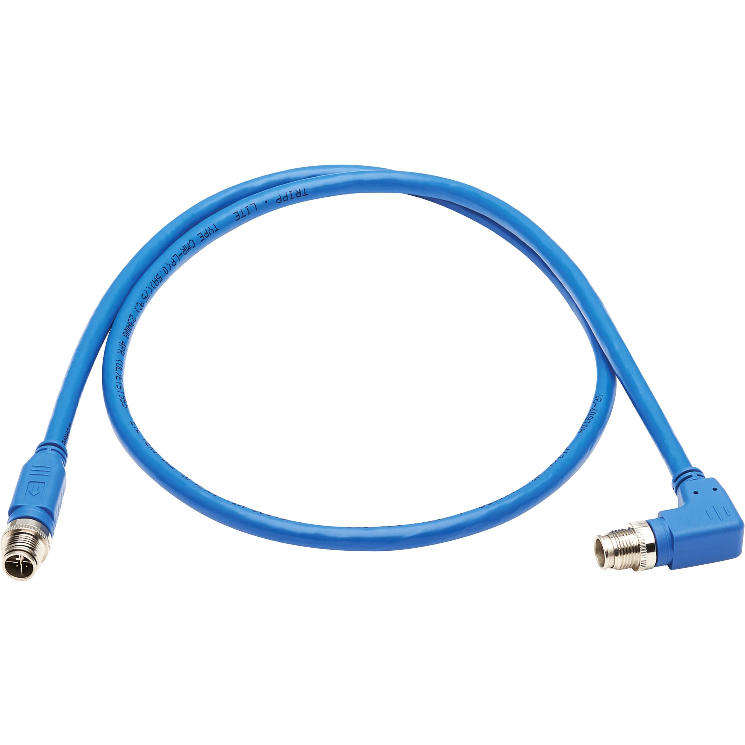 Tripp Lite NM12-6A3-02M-BL M12 X-Code Cat6a 10G Ethernet Cable, M/M, Blue, 2 m (6.6 ft.) - 6.6 ft Category 6a Network Cable for Network Device, Controller, Switch, Security Device, Surveillance Camera, VoIP Device, Access Control Device - First End: 1 x M