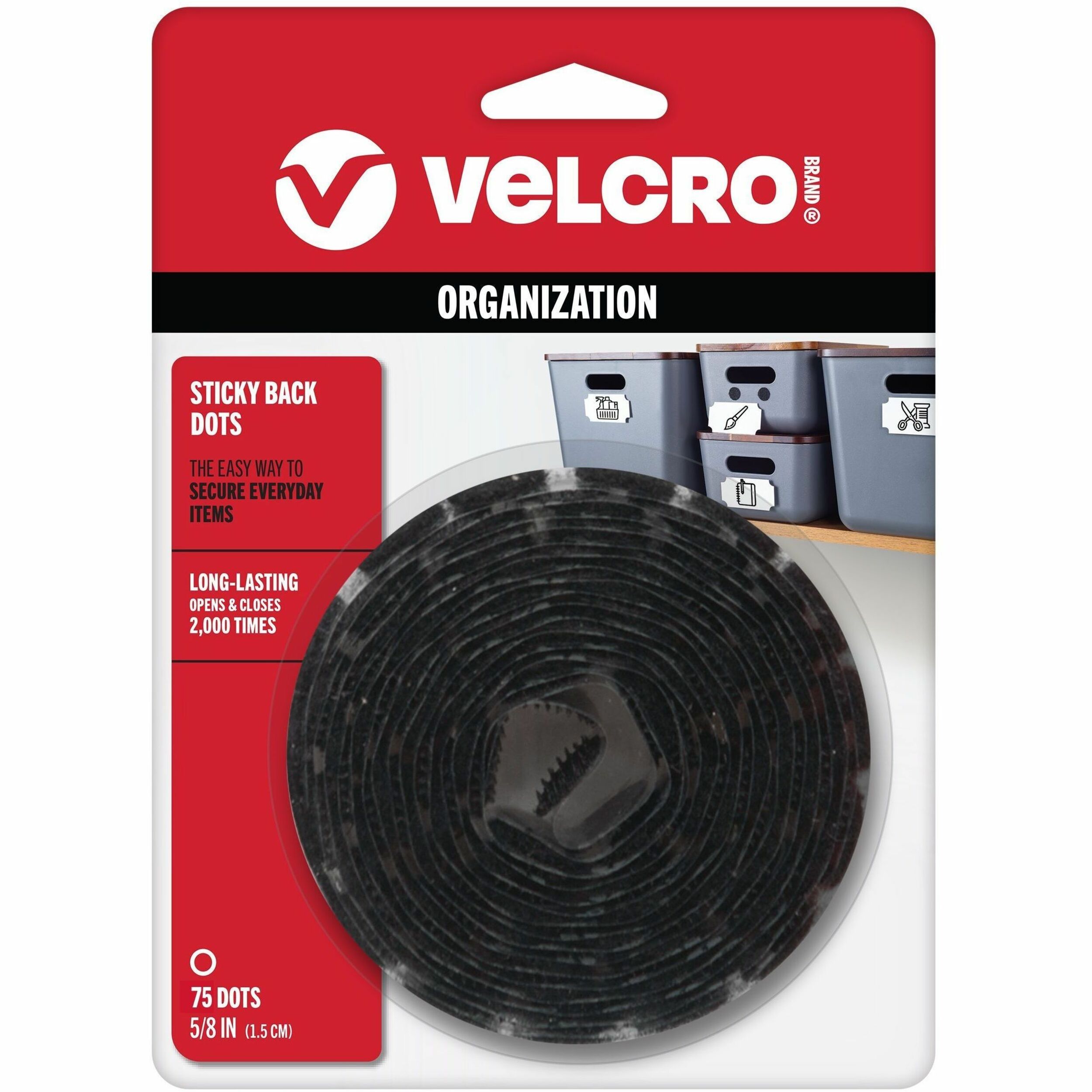 VELCRO&reg; Sticky Back 5/8in Circles Black 75 ct