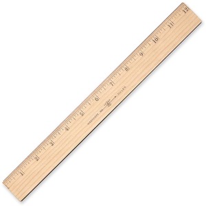 Wood Ruler, Metric and 1/16 Scale with Single Metal Edge, 12/30 cm Long