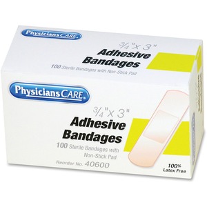 Adhesive Bandages, Plastic, 3/4x3 , 100/BX, Natural
