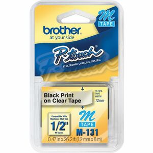 Brother P-touch System 1/2" Black on Clear M Tape