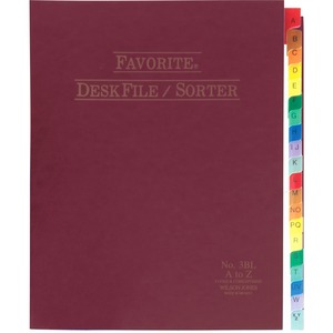 Desk File/Sorter, Indexed A-Z, 12x10 , Burgundy
