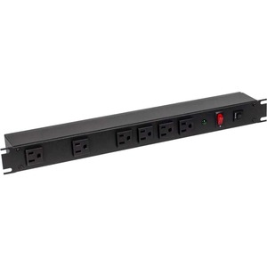 Rack Solutions 15A Horizontal Rackmount Power Strip with Surge Protection and 6 Front Outlets (6ft Cord)
