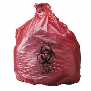 Biohazard Waste Bag, 40-45 Gallon, Red
