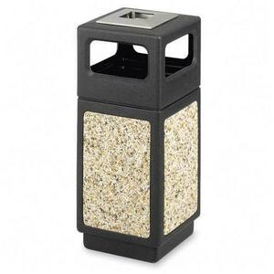 Aggregate Receptacle,15 Gal,Square Side Open,w/ Ash Urn BK