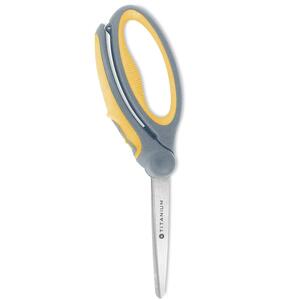 Westcott 6 Ultra Smooth Spring Assisted Scissors - 6 Overall Length - Bent-left/right - Micro Tip - Yellow, Gray - 1 Each